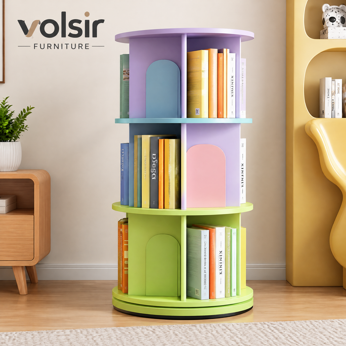 VOLSIR Green Multi-Tier Rotating Bookshelf