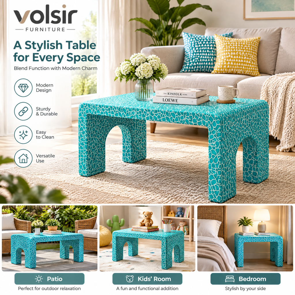 VOLSIR Turquoise Textured Coffee Table
