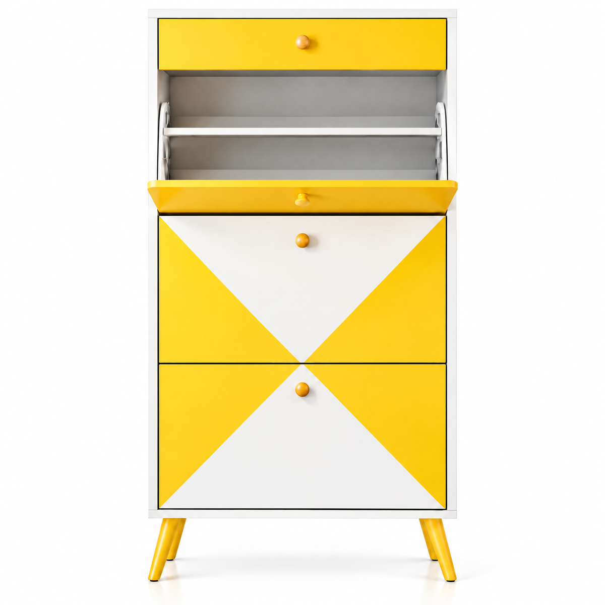 VOLSIR Yellow & White Geometric Storage Cabinet