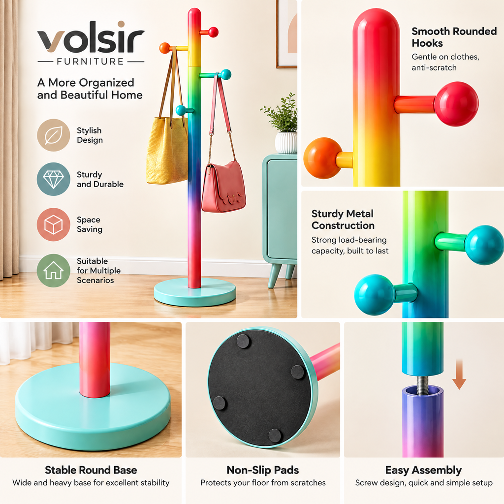 VOLSIR Multicolor Freestanding Coat Rack