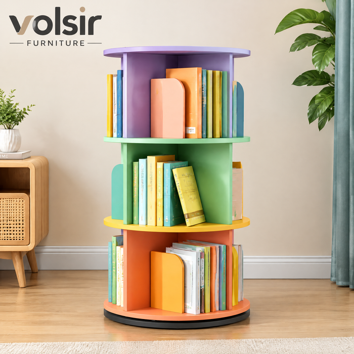 VOLSIR Multicolor Rotating Bookshelf