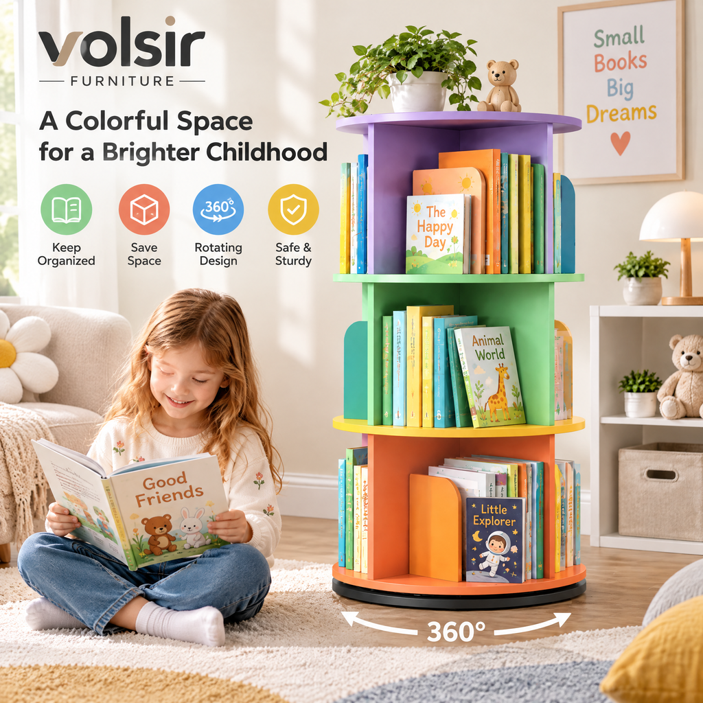 VOLSIR Multicolor Rotating Bookshelf