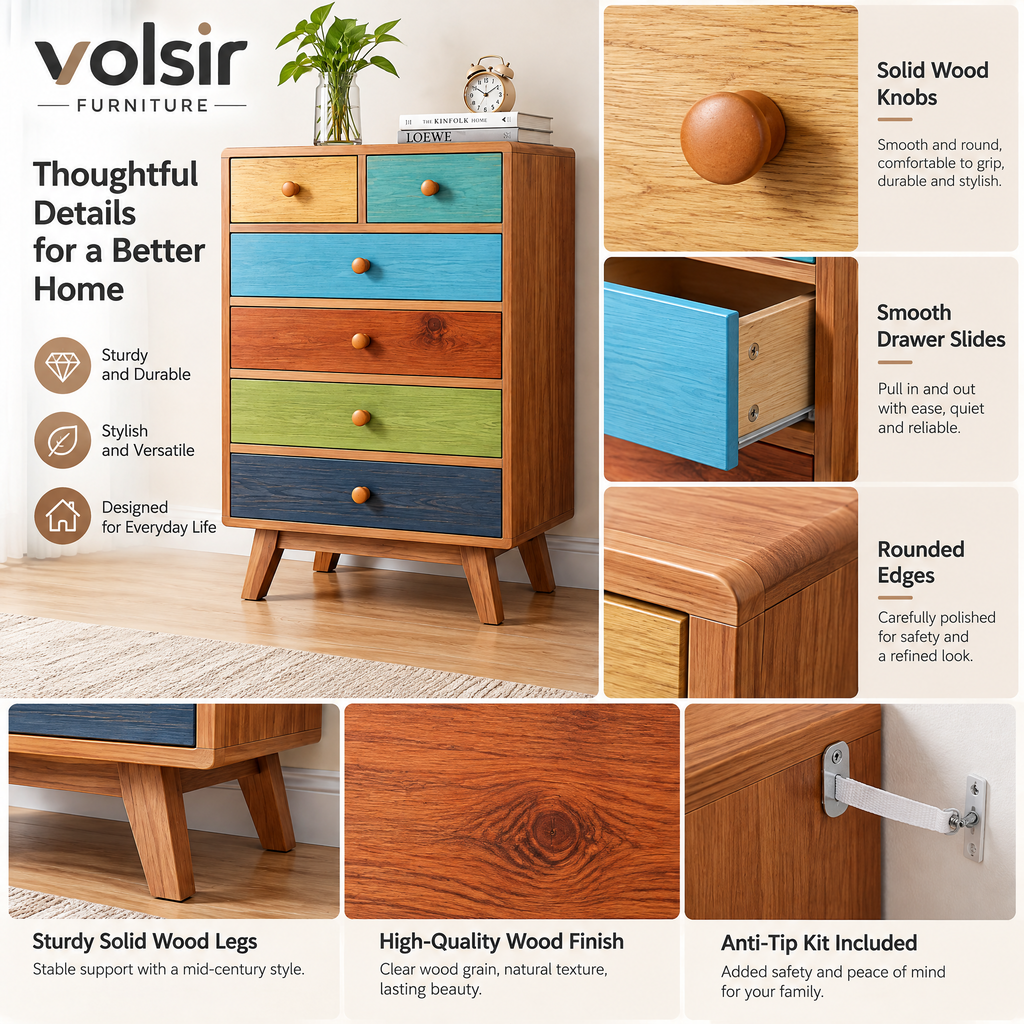 VOLSIR Multicolor 5-Drawer Storage Chest