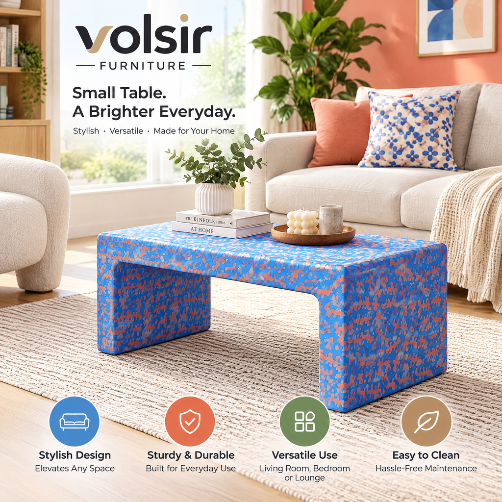 VOLSIR Blue & Orange Mosaic Coffee Table