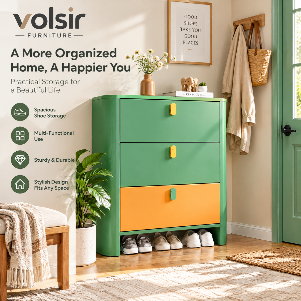 VOLSIR Green 3-Drawer Accent Cabinet