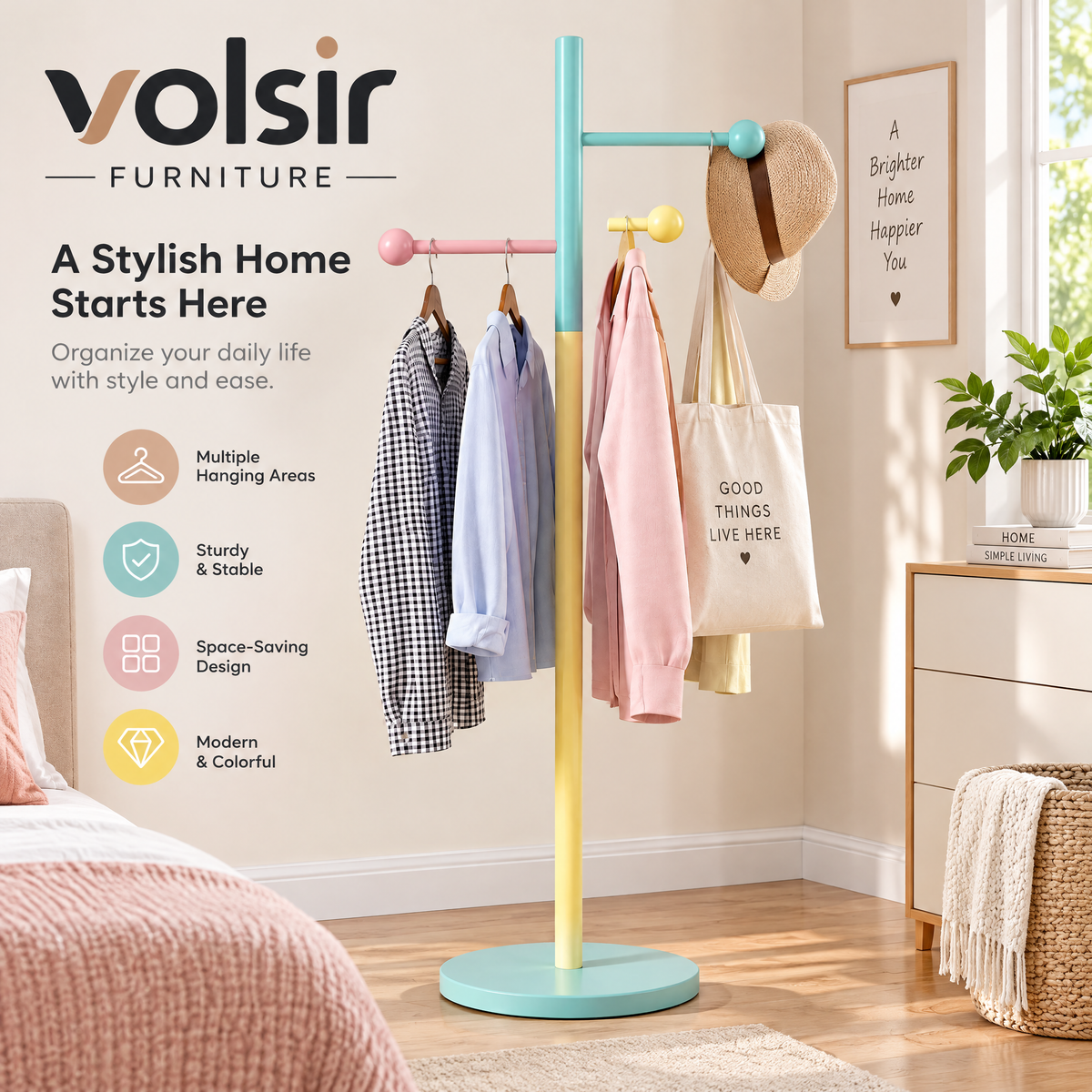 VOLSIR Pastel Freestanding Garment Rack