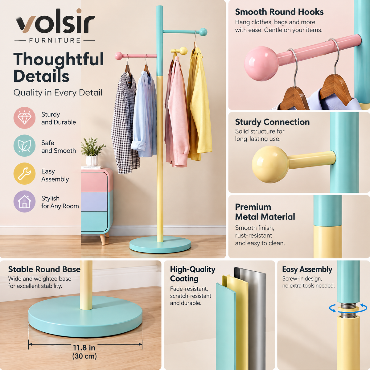 VOLSIR Pastel Freestanding Garment Rack