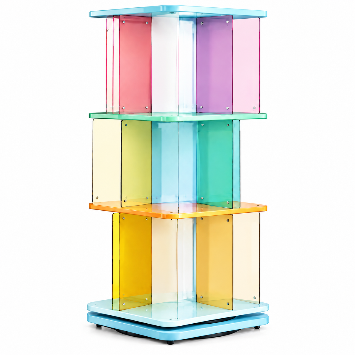 VOLSIR Yellow & Teal Rotating Book Tower
