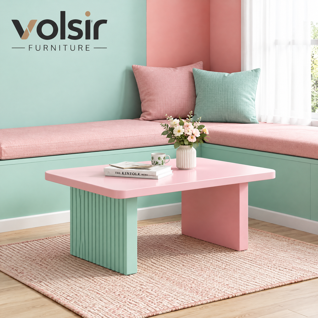 VOLSIR Pink & Mint T-Shaped Side Table