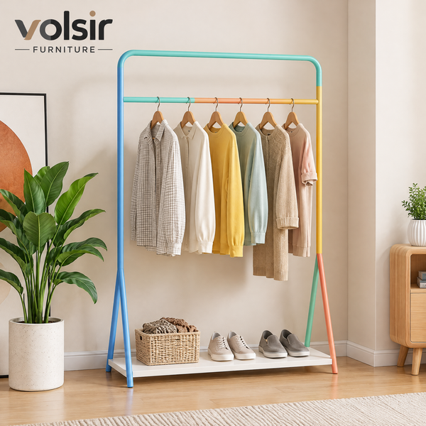 VOLSIR Pastel Garment Rack with Lower Shelf